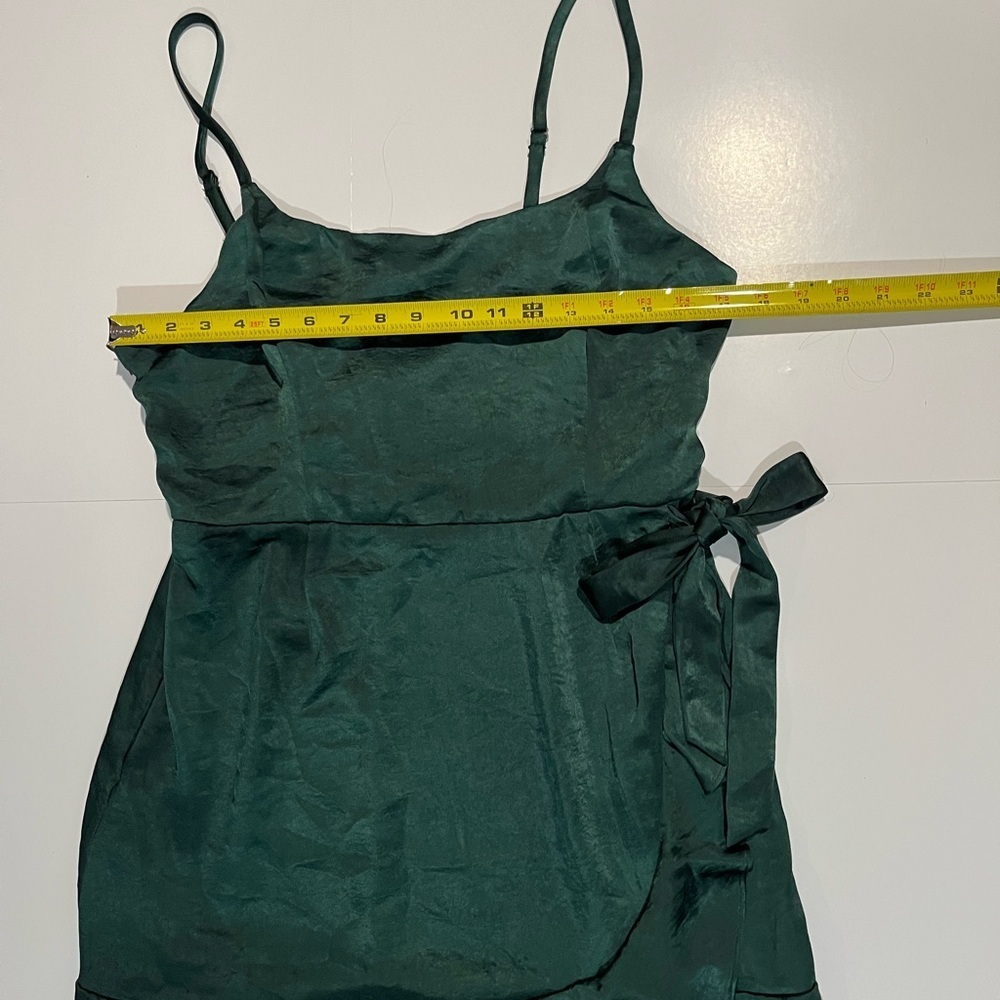 Wild fable green satin wrap dress - Picture 4 of 10